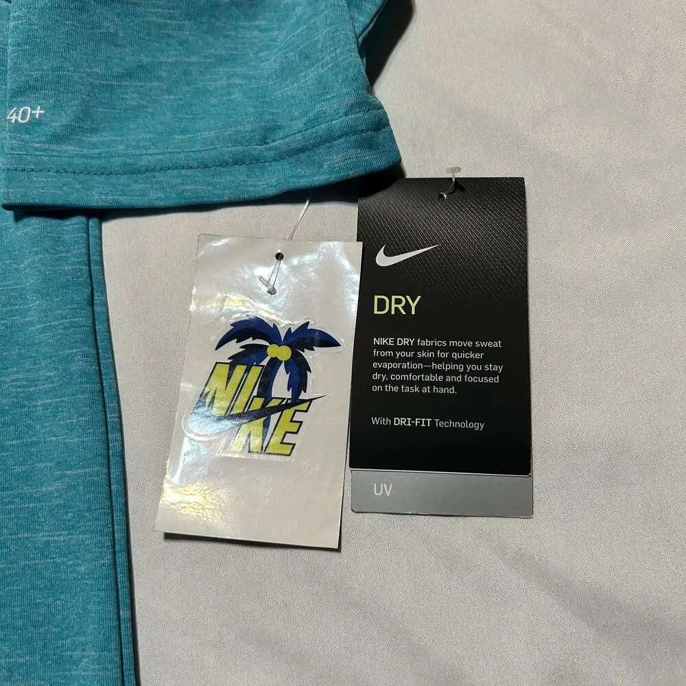 NWT Boys Youth Nike UPF 40+ Hydro Half Sleeve Rash Guard Swim Shirt NESSA-486 L